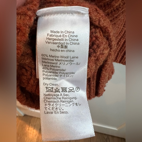 J. Crew Men's Cable Knit Wool Blend Sweater  in Burnt Orange - Picture 5 of 5